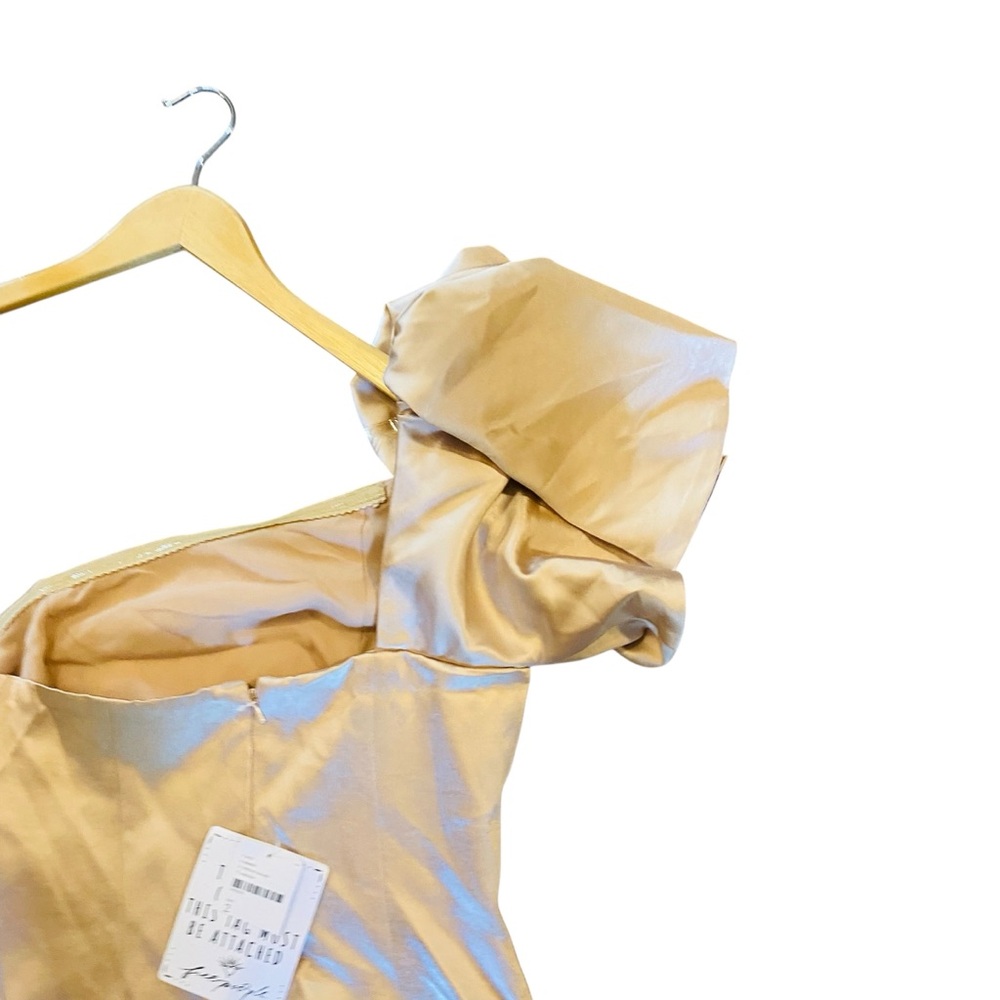 Free People x Fame And Partners NWT Cara Mini Dress Champagne One Shoulder - Picture 11 of 15